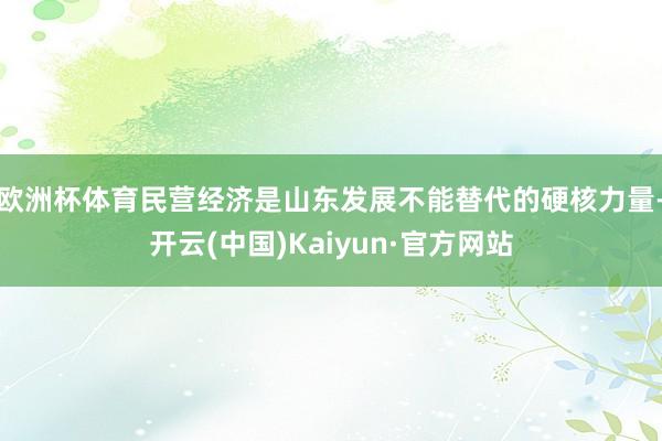 歐洲杯體育民營經濟是山東發展不能替代的硬核力量-開云(中國)Kaiyun·官方網站